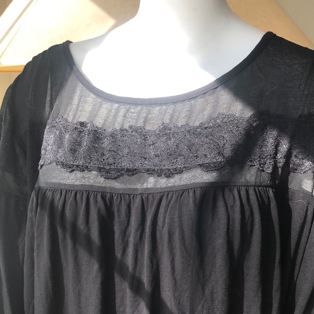Kate & Mallory Long Sleeve Sheer Lace Top Blouse - Women's 1x